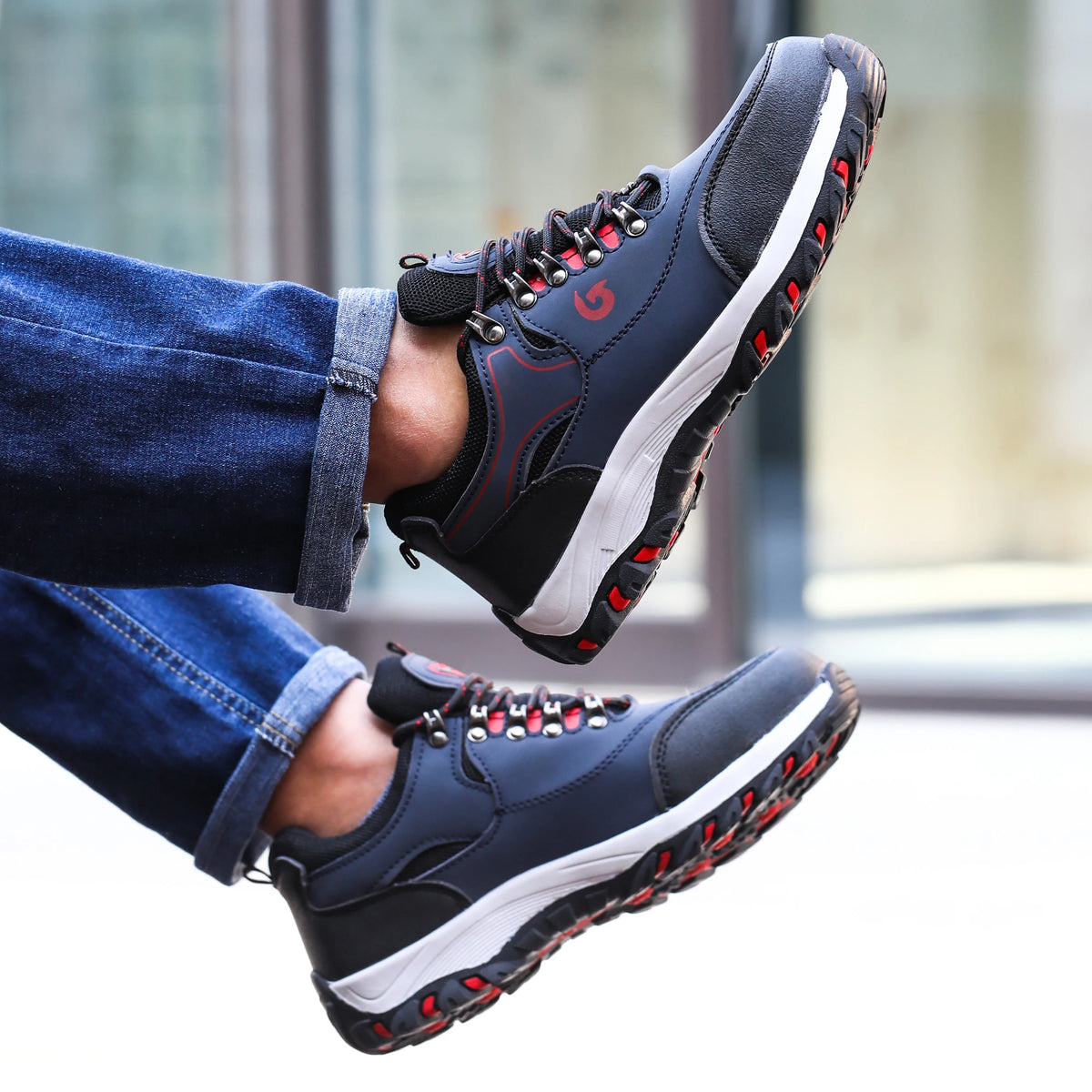 Manlegu Men Steel Toe Safety Work Boots Anti Puncture Breathable Upper