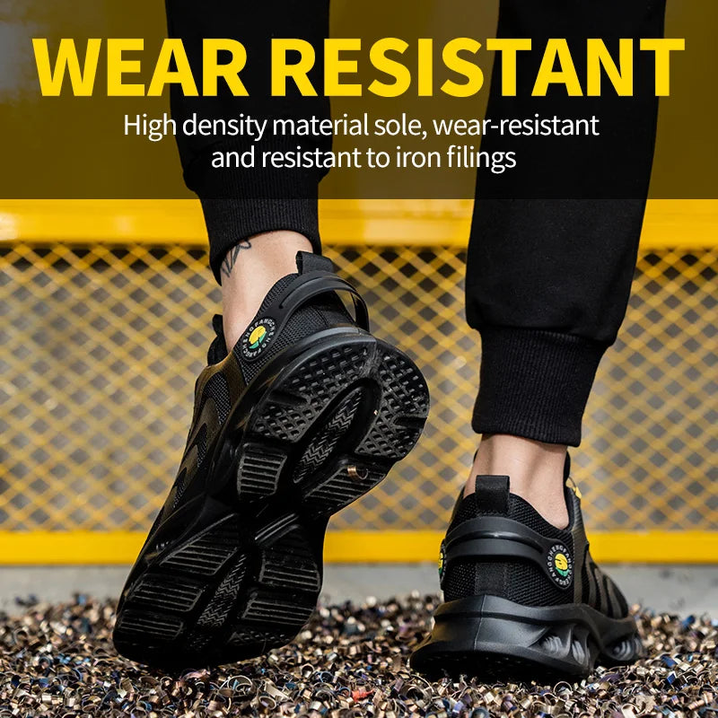 Men's Lace Free Safety Shoes Lightweight Breathable Puncture Resistant