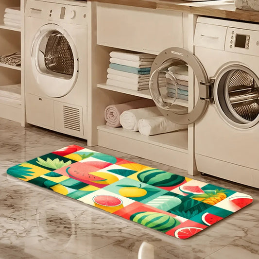 Tropical Fruit Pattern Flannel Mat Set with Vinyl Backing