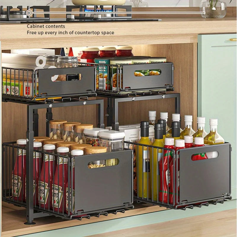 Aehome Heavy Duty Under Sink Cabinet Organizer Shelf