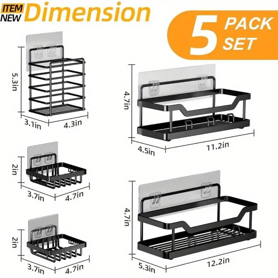 Heavy Duty Adhesive Shower Caddy Rack For Bathroom Wall Storage
