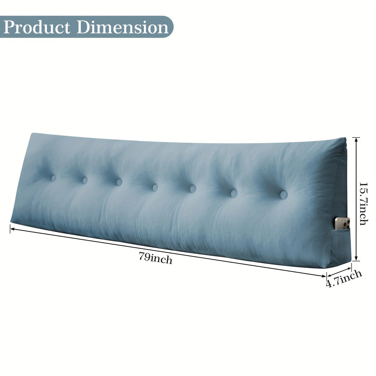 Triangular Headboard Pillow With Side Pockets And Reading Backrest