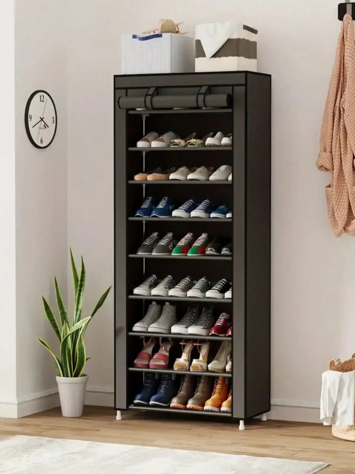 Multi Tier Nonwoven Fabric Shoe Rack With Storage Solutions