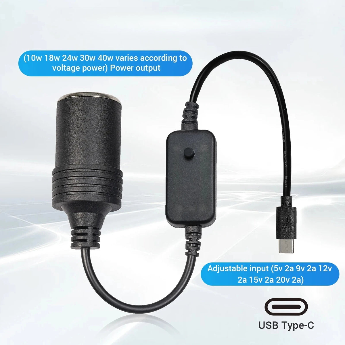 USB To 12V Cigarette Lighter Socket Adapter Car Converter