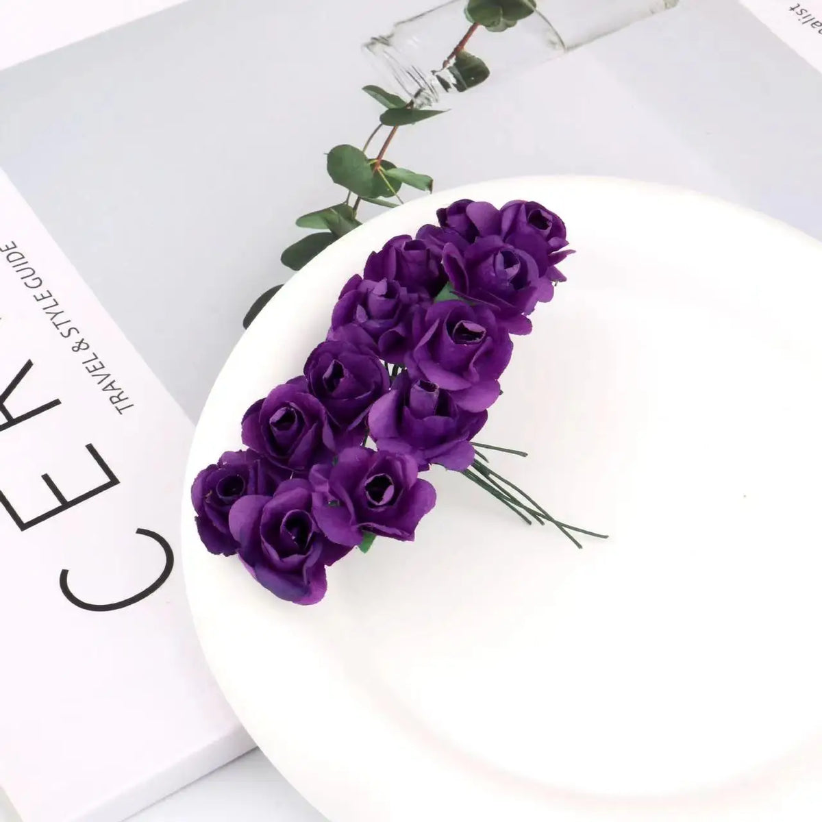 Fujin Artificial Mini Paper Rose Bouquet For Decorations