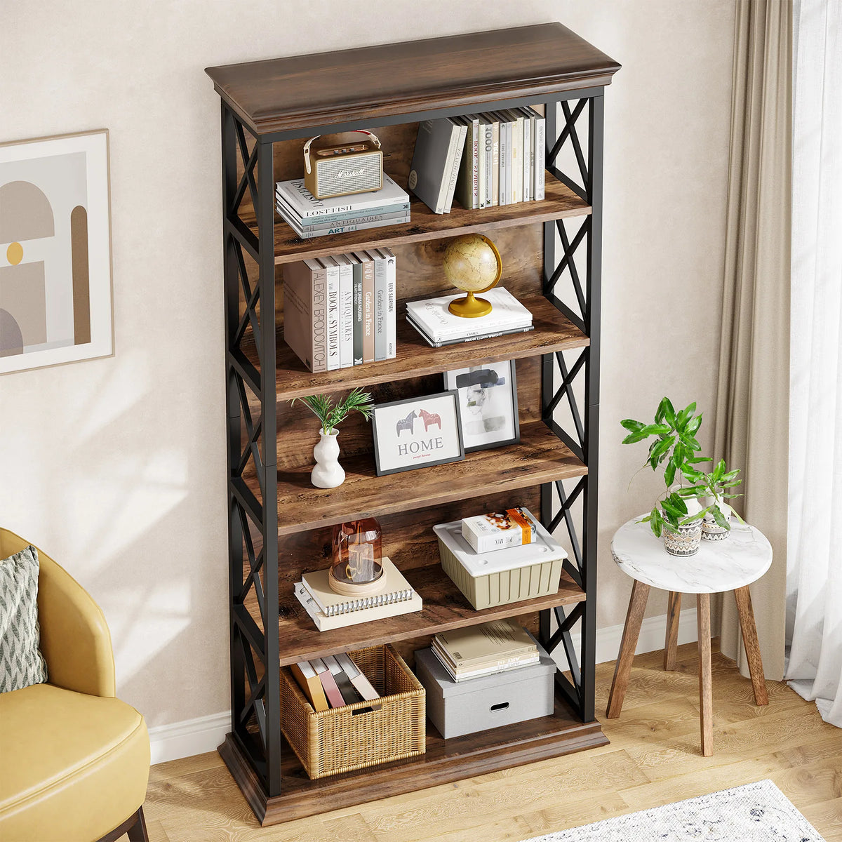 Tribesigns Modern Wooden Bookcase Floor Standing Storage Shelf