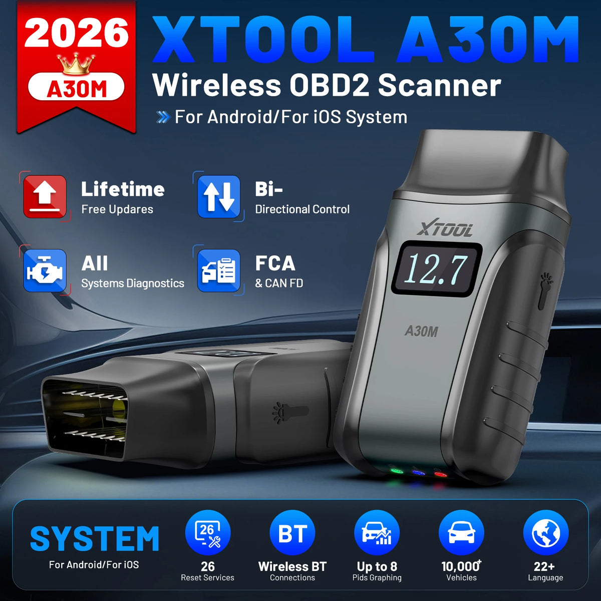 XTOOL Anyscan A30M Bluetooth OBD2 Diagnostic Scanner 26 Service Reset