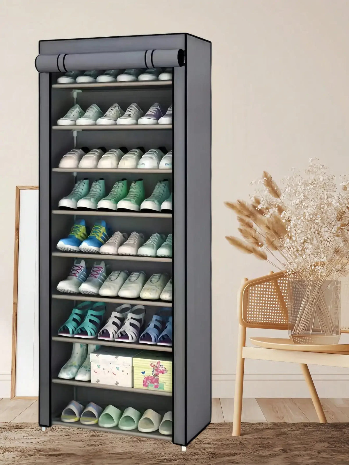 Multi Tier Nonwoven Fabric Shoe Rack With Storage Solutions