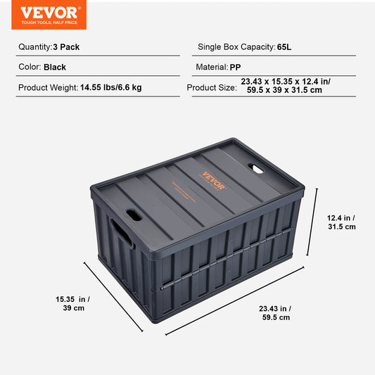 Collapsible Folding Storage Bins With Lids Stackable Utility Crates