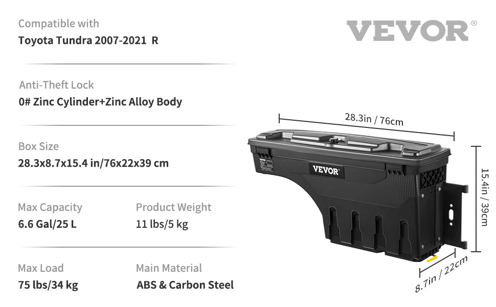 SucceBuy Waterproof Truck Bed Storage Box With Password Lock