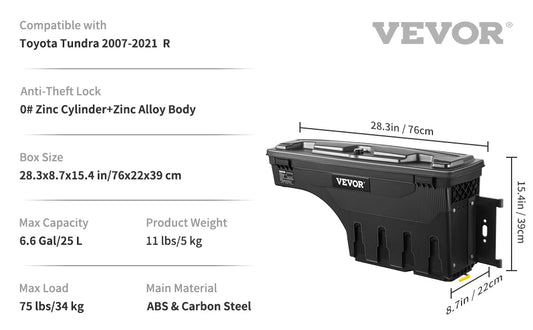 SucceBuy Waterproof Truck Bed Storage Box With Password Lock