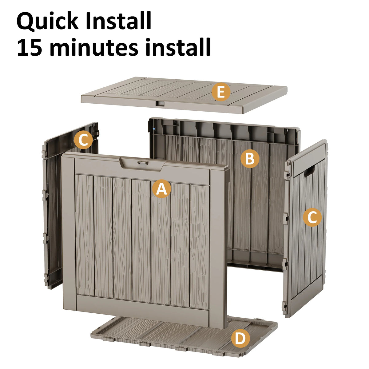 Outdoor Resin Deck Storage Box With Waterproof UV Protection Lock