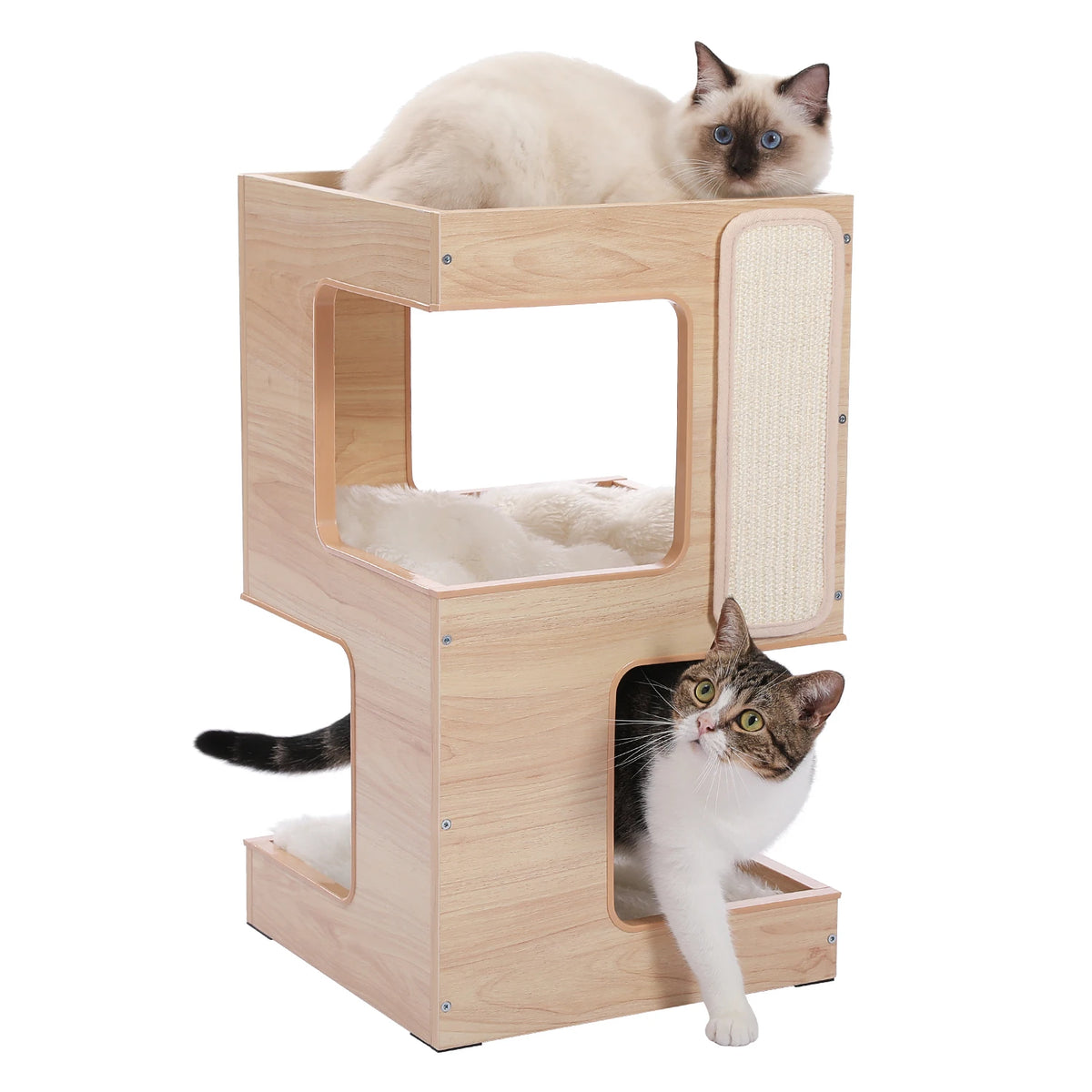 PAWZ Road Wood Cat Condo House With Soft Scratching Pad