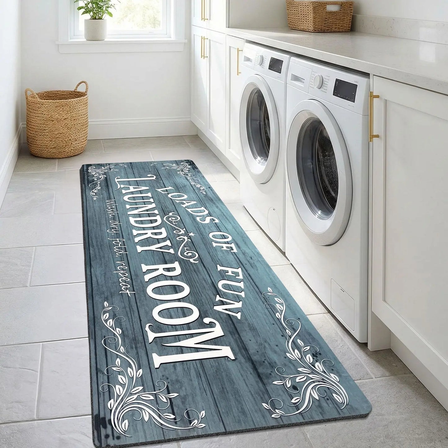 Washable Non-Slip Acrylic Laundry Room Rug Runner