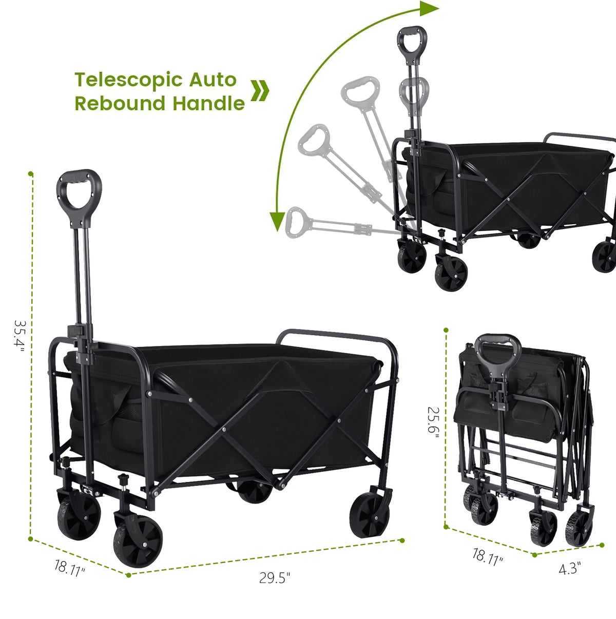 Heavy Duty Foldable Steel Utility Wagon With All Terrain Wheels