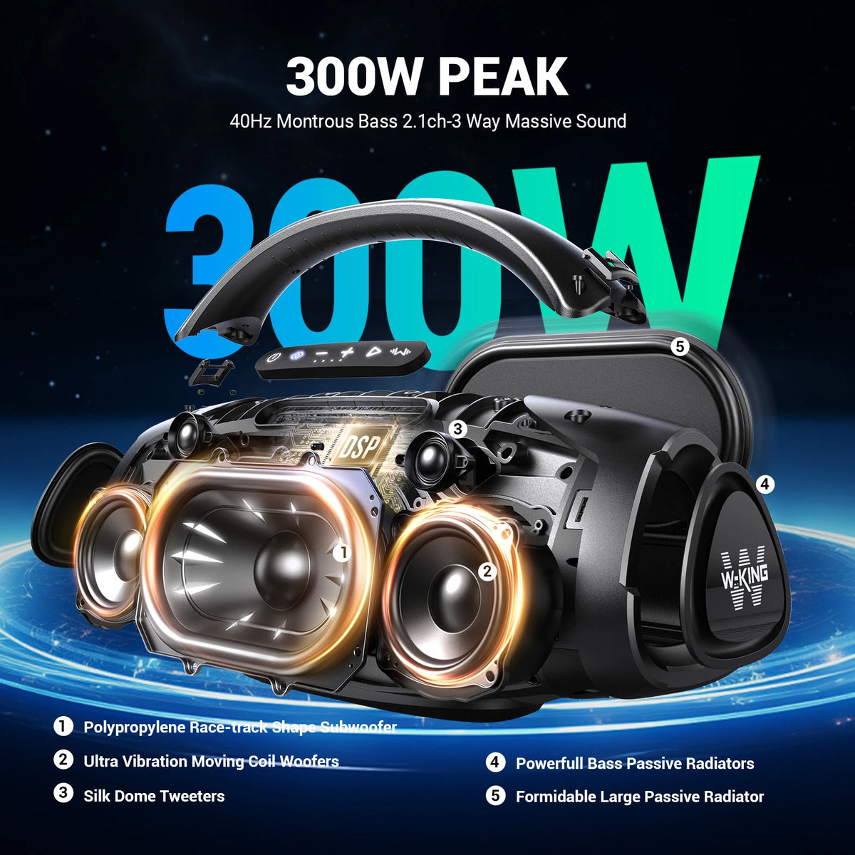 W-KING X20 Portable Bluetooth Speaker IPX7 Waterproof Powerful Bass