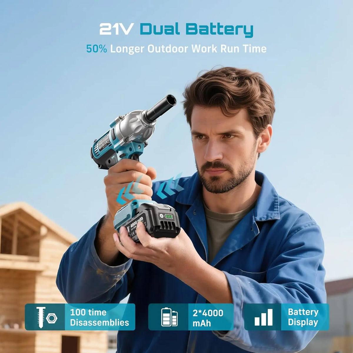 Seesii Brushless Cordless Impact Wrench 1200Nm High Torque