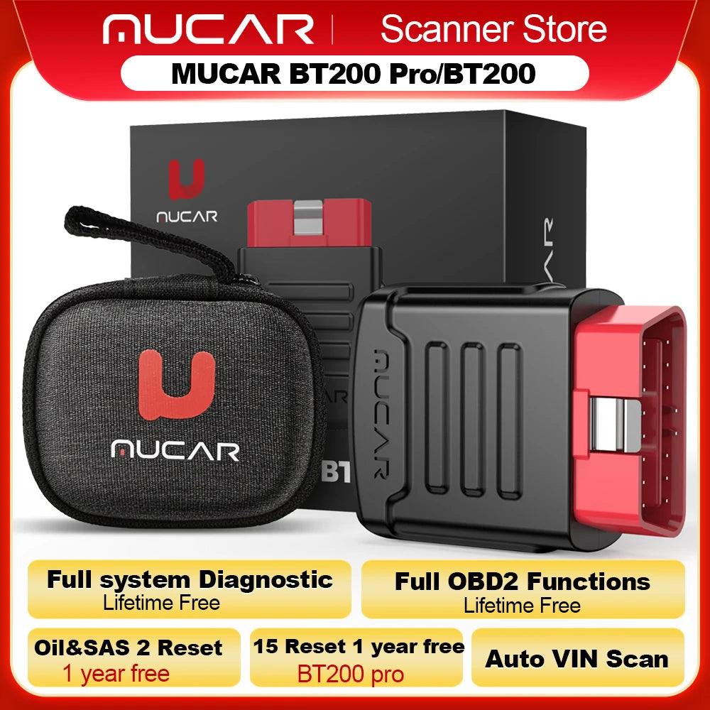 Mucar BT200 Pro OBD2 Bluetooth Diagnostic Scanner For All Cars
