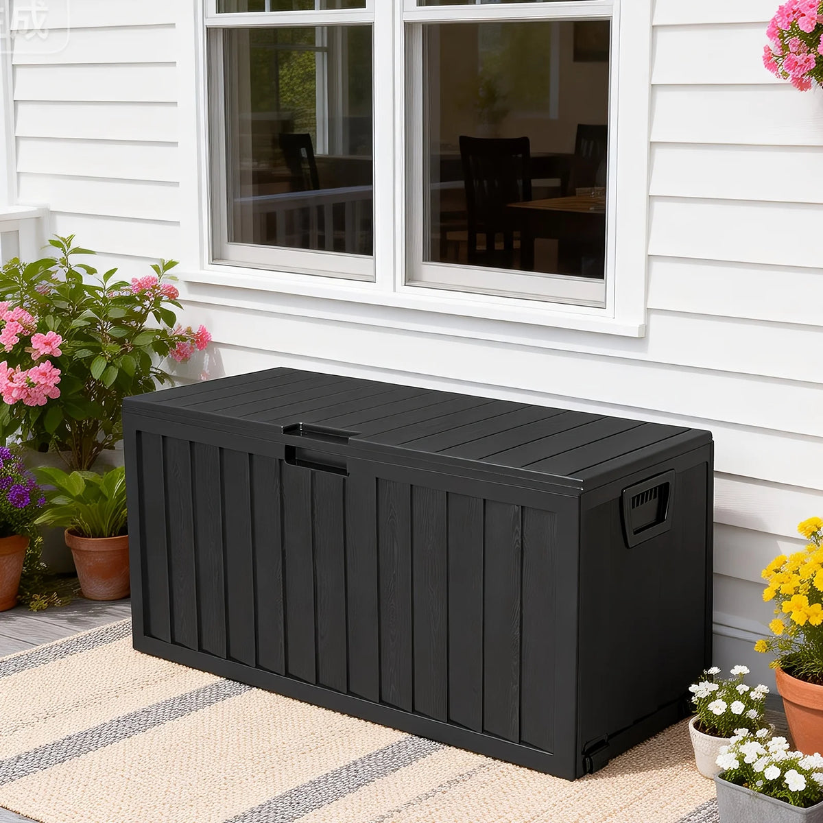 Heavy Duty Outdoor Resin Storage Deck Box With Lockable Lid