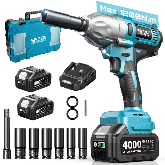 Seesii Brushless Cordless Impact Wrench 1200Nm High Torque
