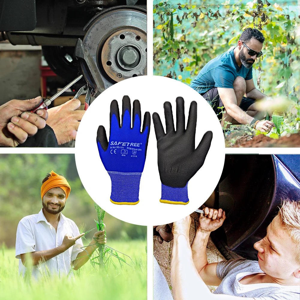 CE EN388 Certified Nylon Lined PU Coated Work Gloves