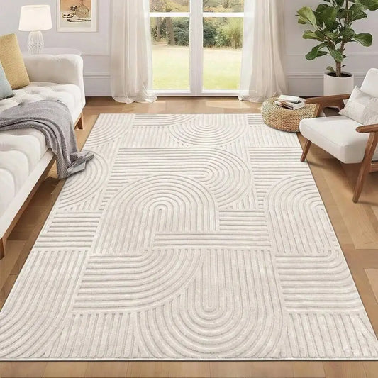 Fluffy Washable Wool Area Rug For Modern Bedroom Flooring