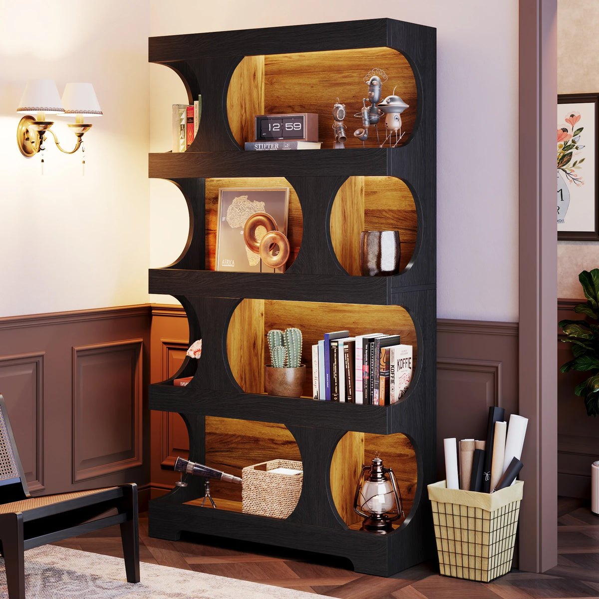Tribesigns Four Tier Wooden Bookcase And Modern Display Shelf