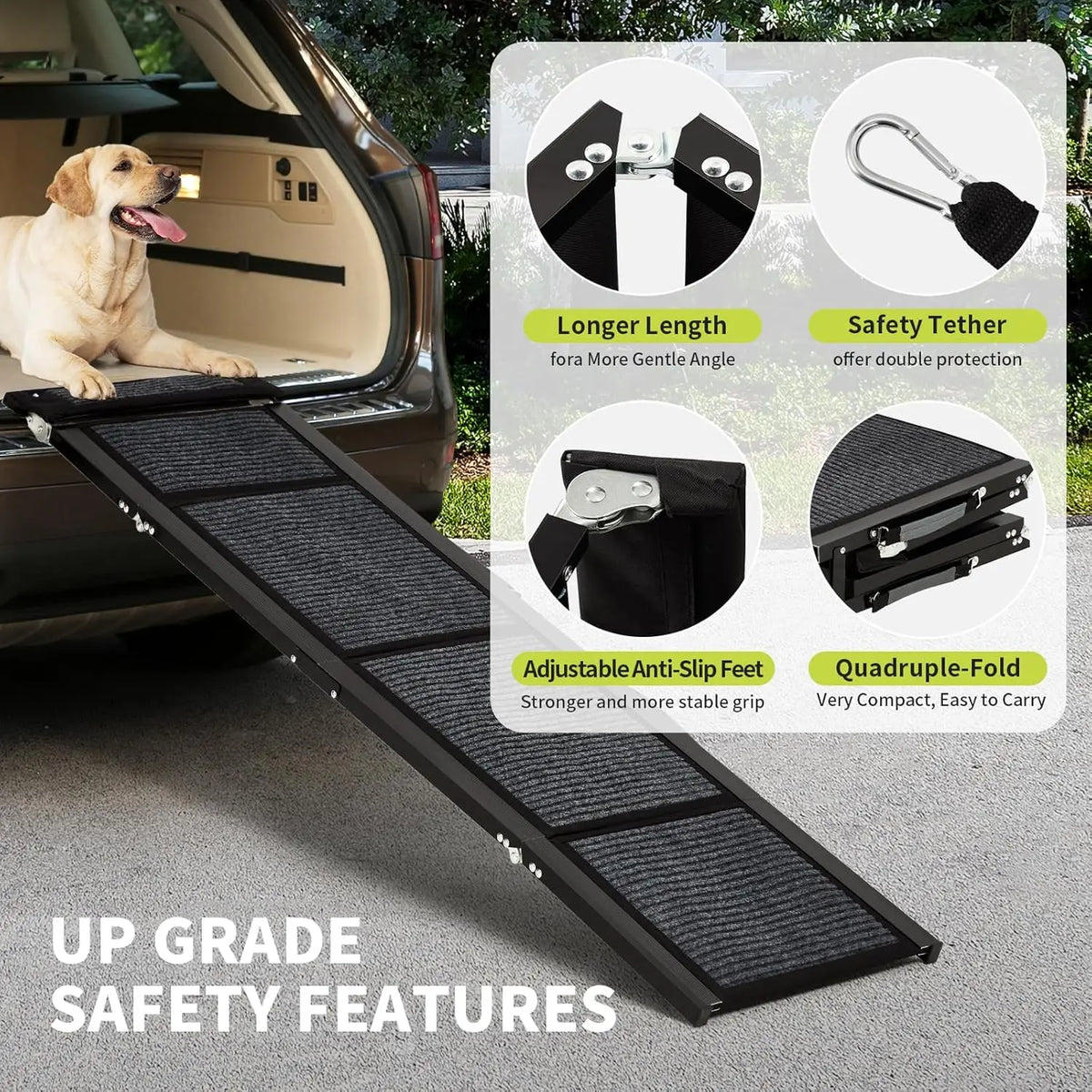 HiMiss Premium Safety Folding Car Ramp For Large Dogs