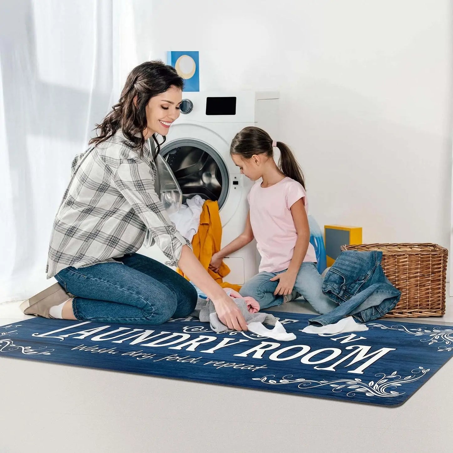 Washable Non-Slip Acrylic Laundry Room Rug Runner