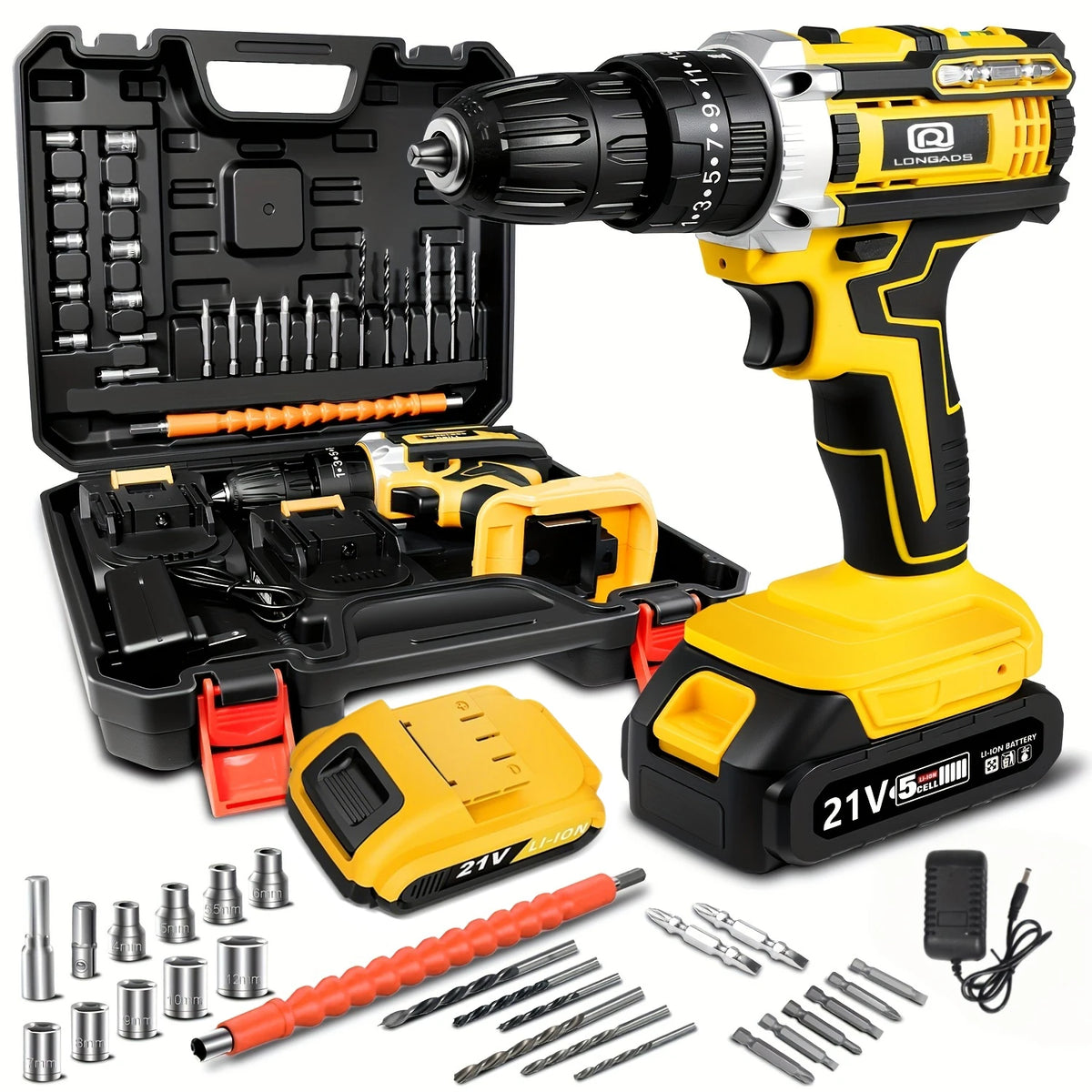 Professional 21V Cordless Drill Driver Kit With LED Light