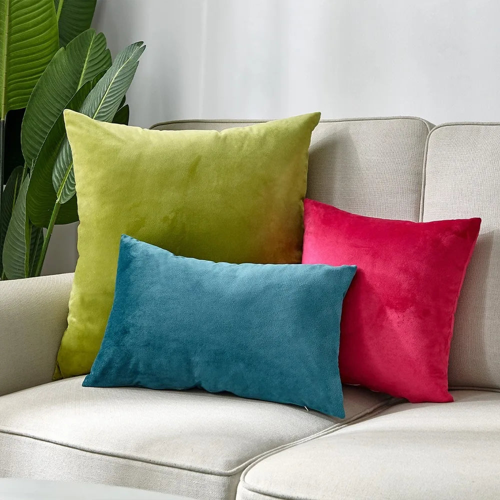 Premium Cotton Throw Pillow Set With Silk Filling Zippered Cover