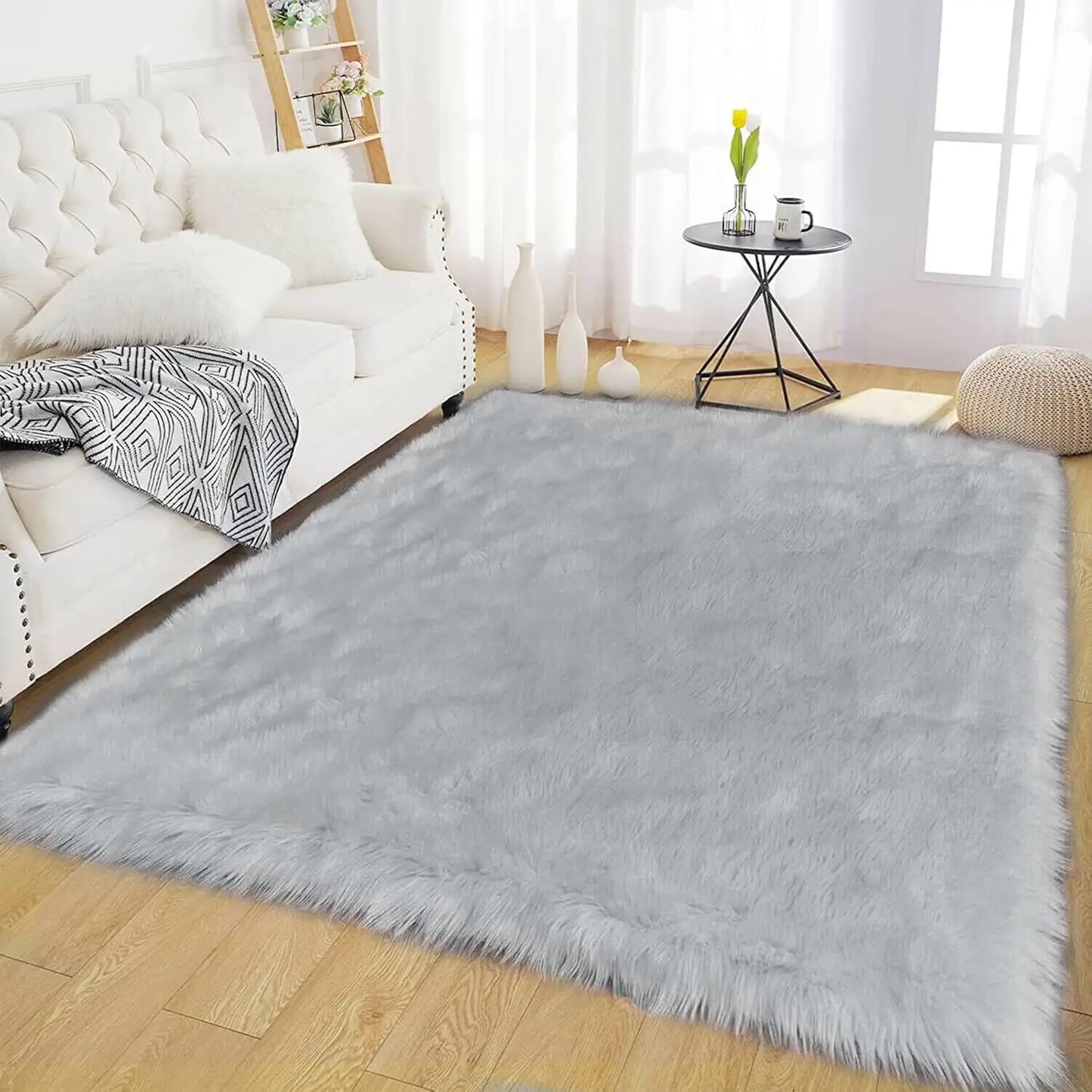 Simple Solid Polyester Area Rug For Living Room