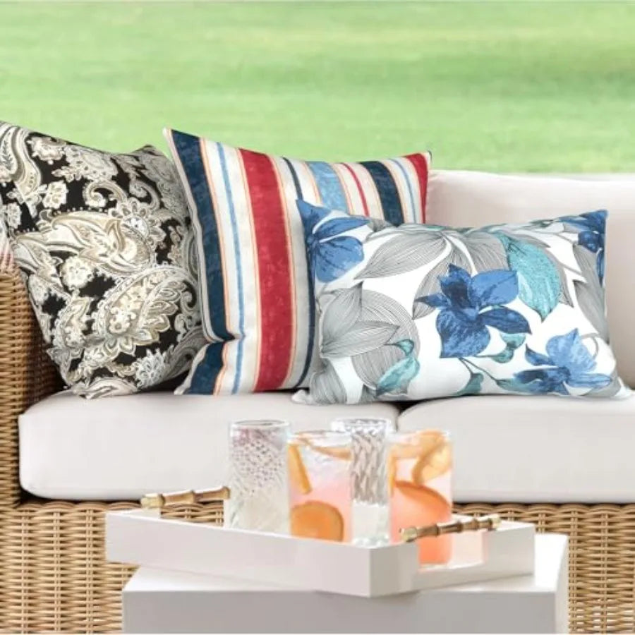 Waterproof Outdoor Lumbar Pillow Inserts Decorative Leather Silk Cushion