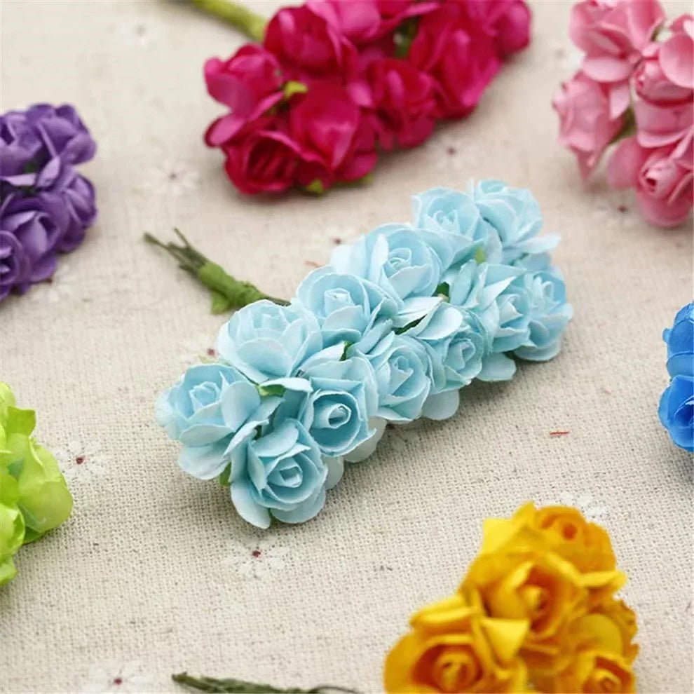 Fujin Artificial Mini Paper Rose Bouquet For Decorations