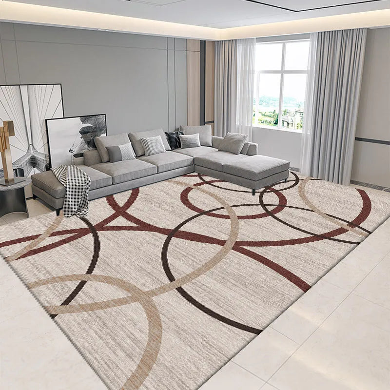 Nordic Geometric Print Crystal Velvet Area Rug With Non-Slip Backing