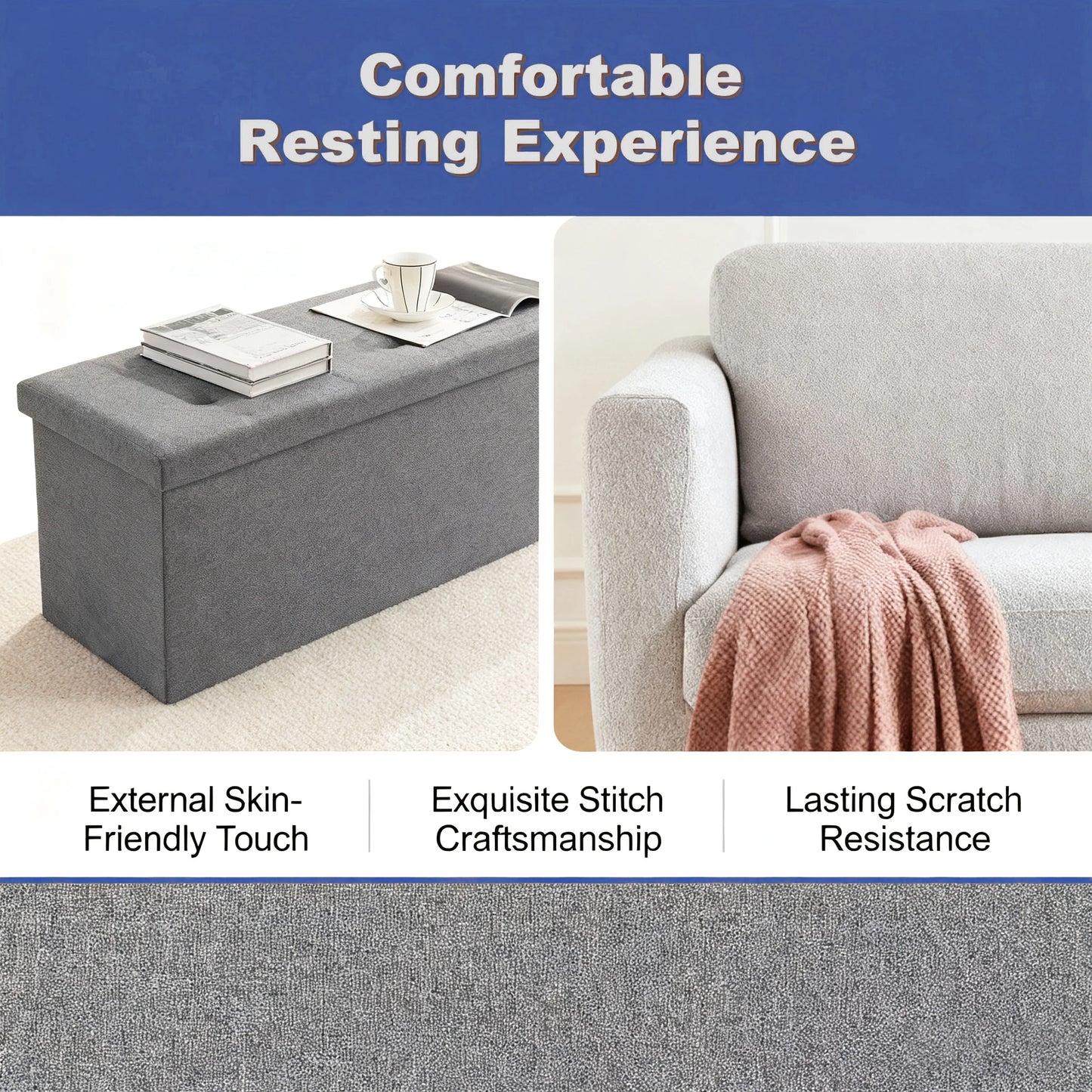 Multi Purpose Heavy Duty Folding Storage Ottoman Bench