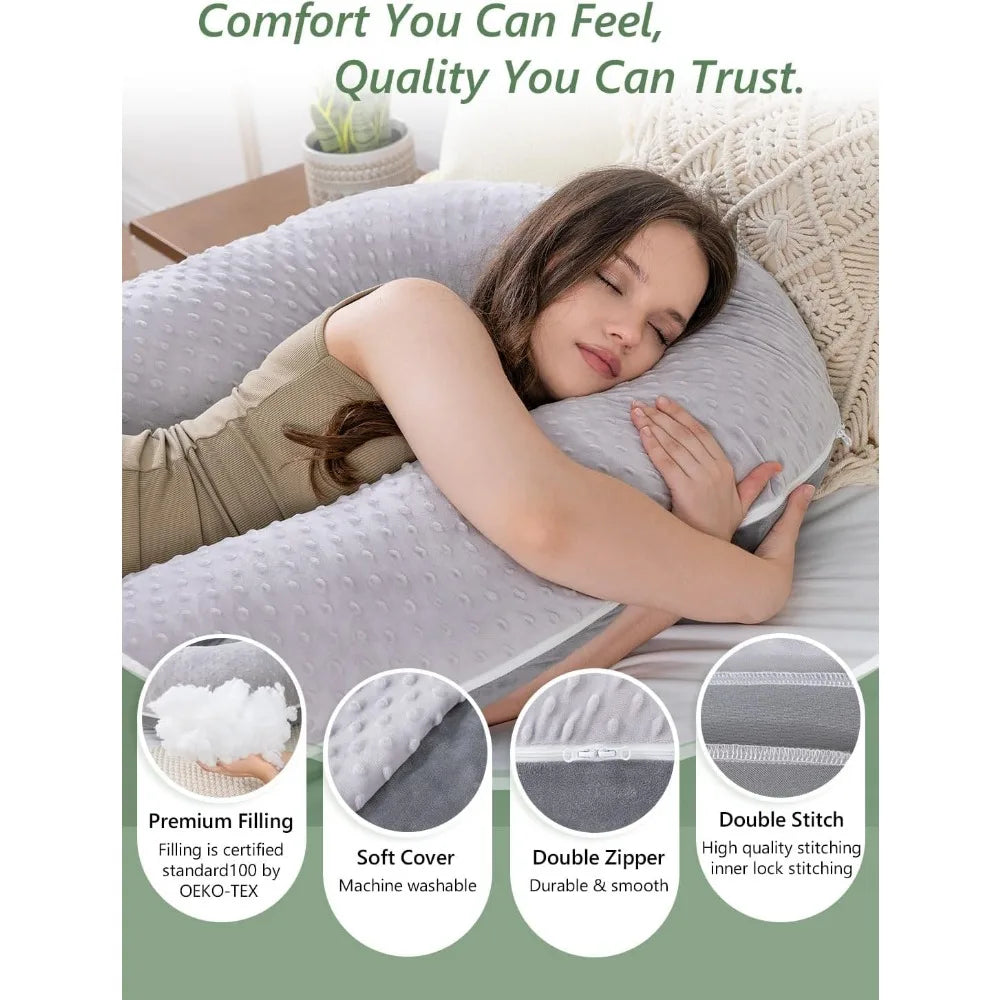 Velvet Dual Sided Bolster Pillow With Detachable Hug Cushion
