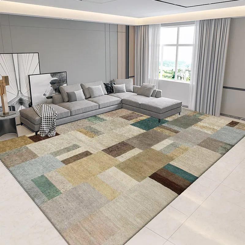 Nordic Geometric Print Crystal Velvet Area Rug With Non-Slip Backing