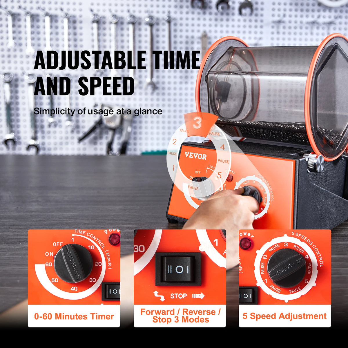 SucceBuy Rotary Tumbler Jewelry Polishing Machine For Gem Finishing