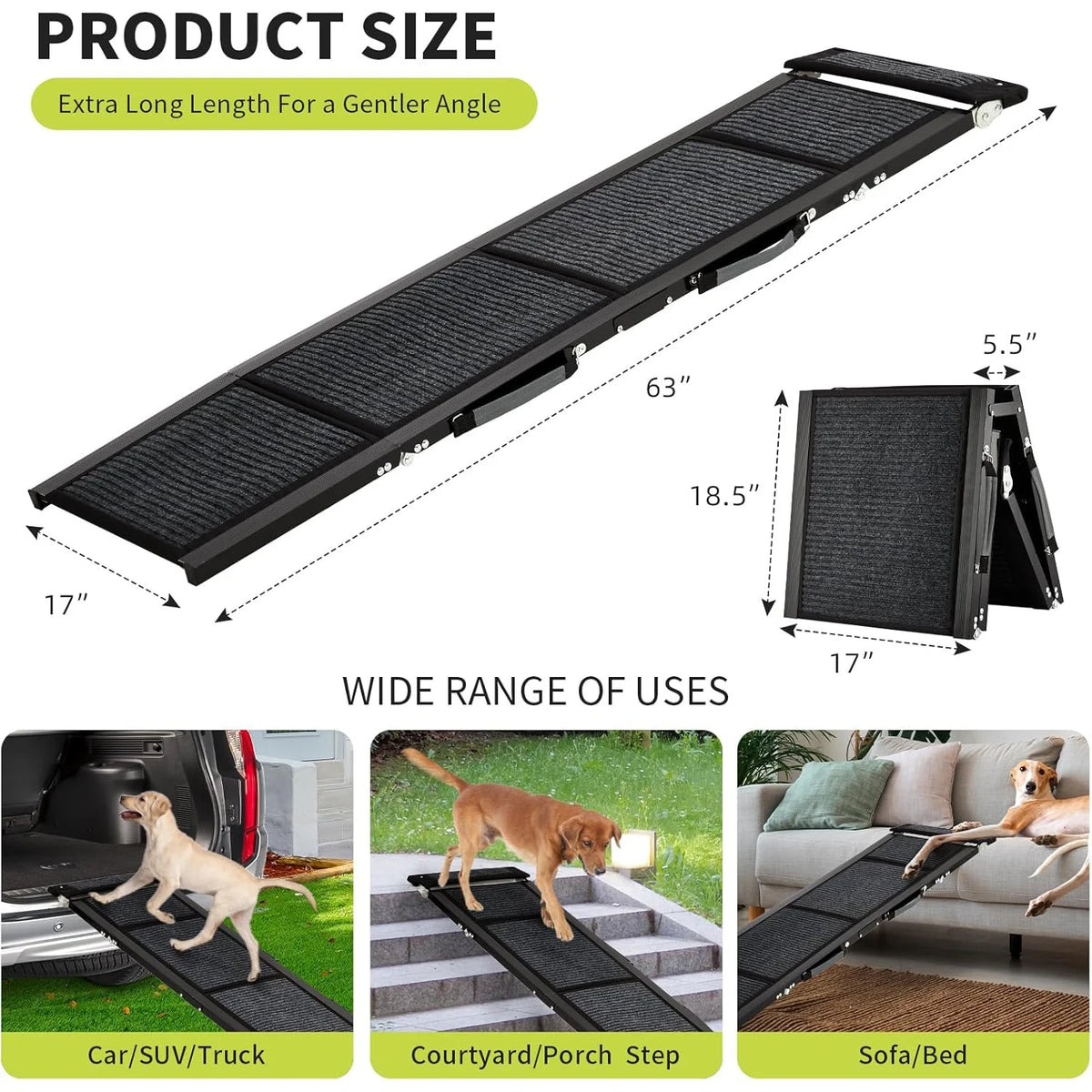 HiMiss Premium Safety Folding Car Ramp For Large Dogs