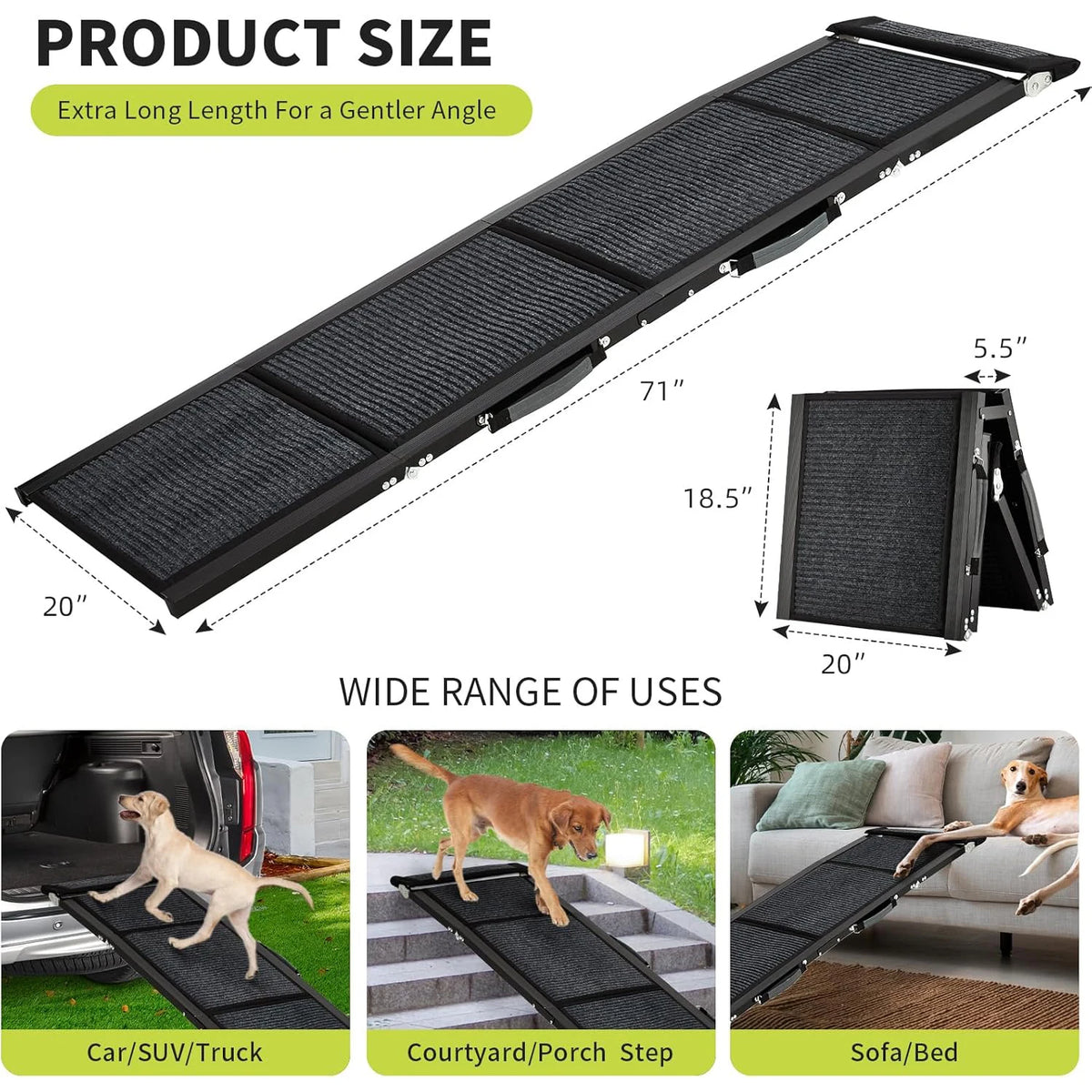 HiMiss Premium Safety Folding Car Ramp For Large Dogs