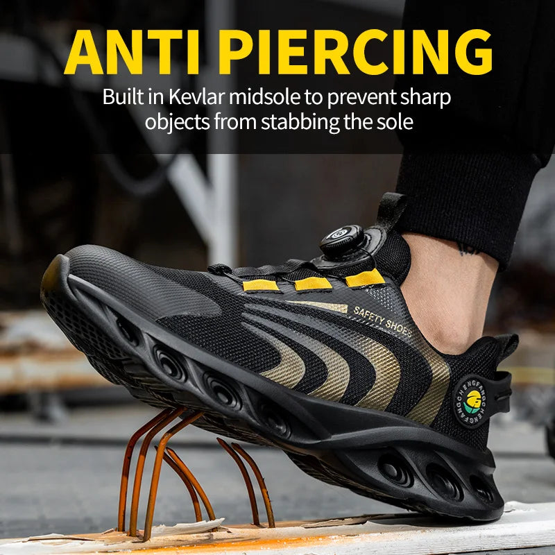 Men's Lace Free Safety Shoes Lightweight Breathable Puncture Resistant