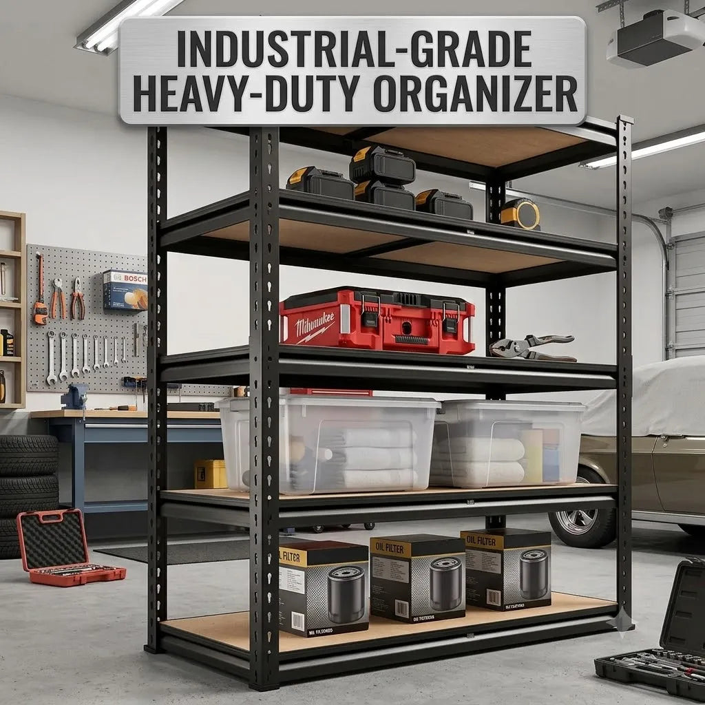 Adjustable Metal Storage Rack With Mdf Shelves For Indoor Use