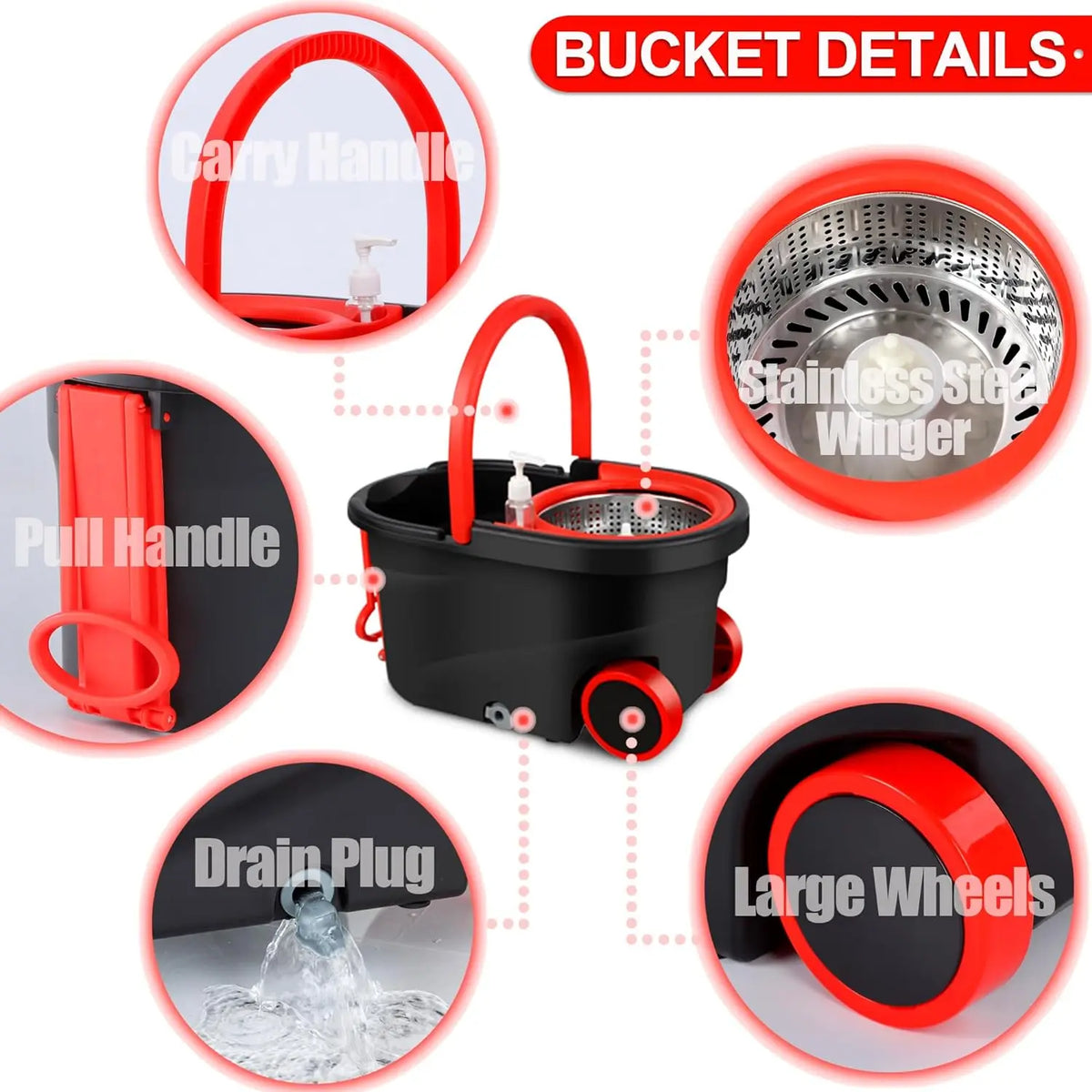 Heavy Duty Spin Mop Bucket Set With Twisting Wringer Design
