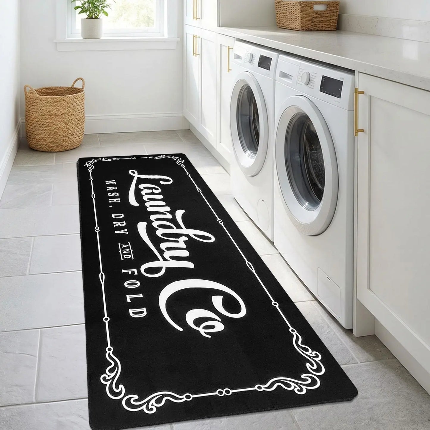Washable Non-Slip Acrylic Laundry Room Rug Runner