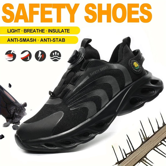 Men's Lace Free Safety Shoes Lightweight Breathable Puncture Resistant