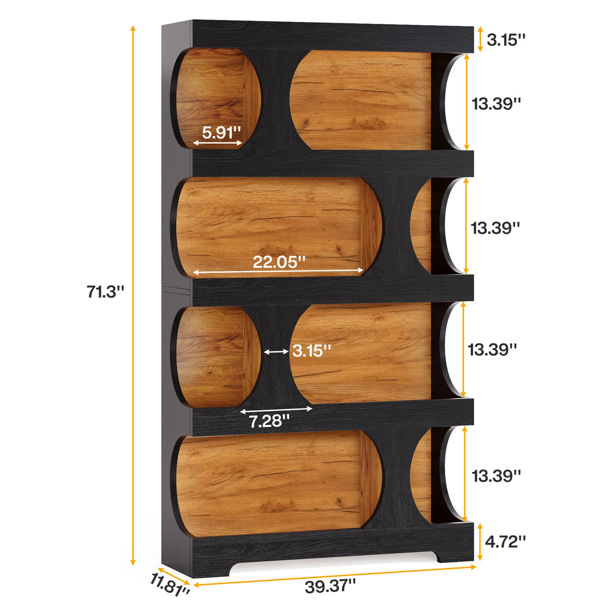 Tribesigns Four Tier Wooden Bookcase And Modern Display Shelf