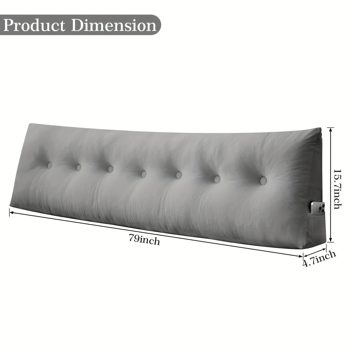 Triangular Headboard Pillow With Side Pockets And Reading Backrest