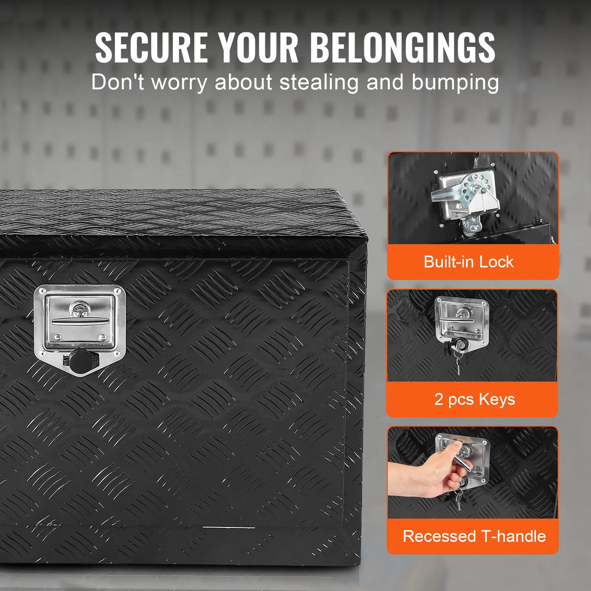 SucceBuy Heavy Duty Diamond Plate Underbody Truck Toolbox With Locks