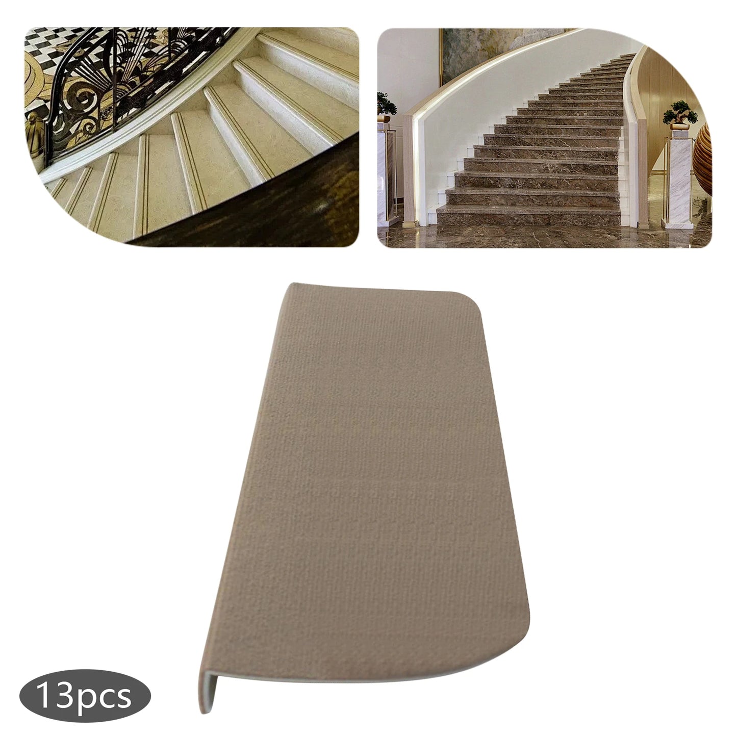 Bymaocar 13 Pcs Beige Non Slip Carpet Stair Treads